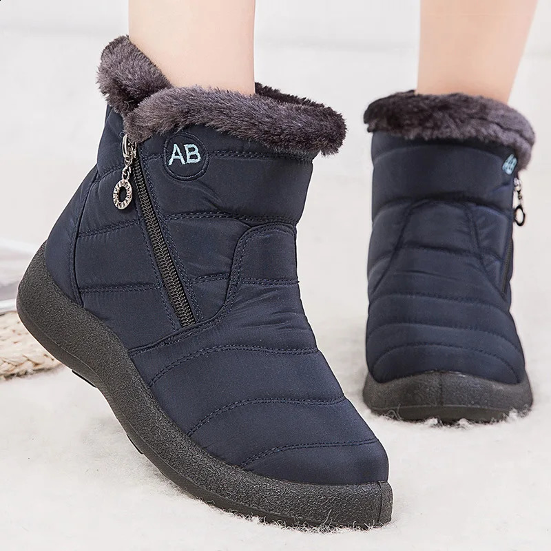 Womens Boots Winter Fur Shoes For Women Ankle Snow Super Warm Low Heels Botas Mujer Footwear 241223