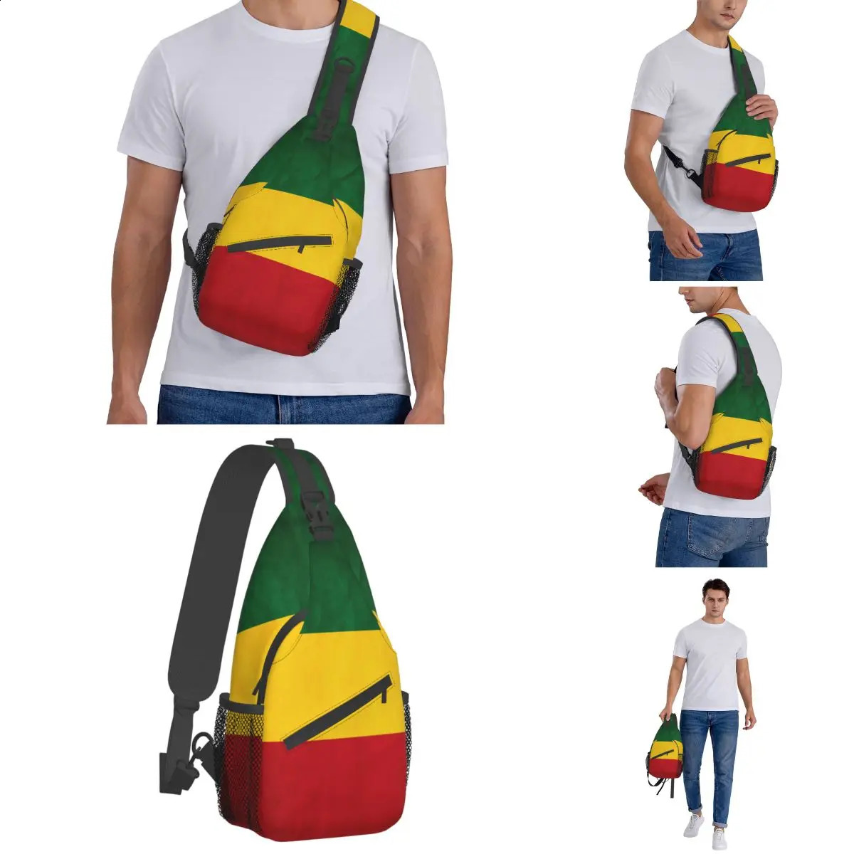 Judah Flag Rasta Small Sling Bags Chest Crossbody Shoulder Backpack Travel Hiking Daypacks Fashion Bookbag 241228