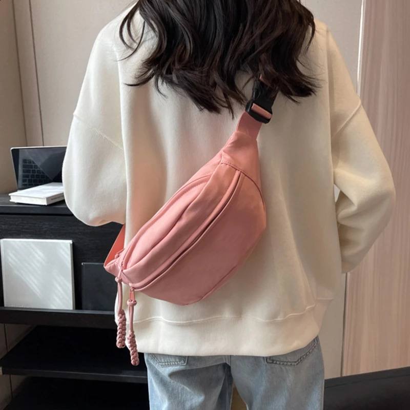 Chest Bag Banana Bag For Women Sling Crossbody Waist Pack Canvas Running Waist Bag Casual Fanny Packs Sport Half Moon Belt Bag 241228