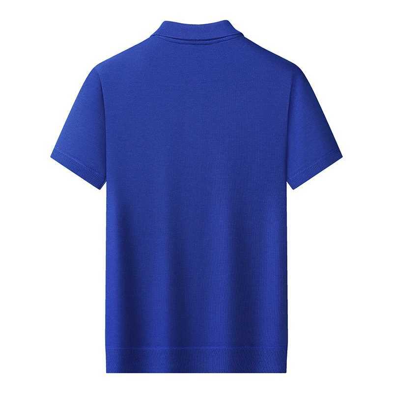 Mens Knit shirt Shirt Short Sleeve Business Casual Tee Shirts Breathable Summer Clothes Striped T-shirt Mens Retro Lapel Jumpers X241228