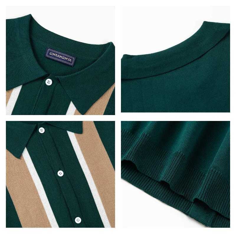 Mens Short Sleeve shirt Shirts Casual Knitted Shirt Mens Slim Striped Business Shirt Blouses Fashion Social Shirts Tee Mens Clothing X241228