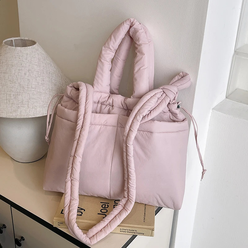 Women Puffer Tote Bag Soft Commuting Adjustable Strap Stylish Crossbody Multipockets Trendy Messenger Chic Hobo 241227