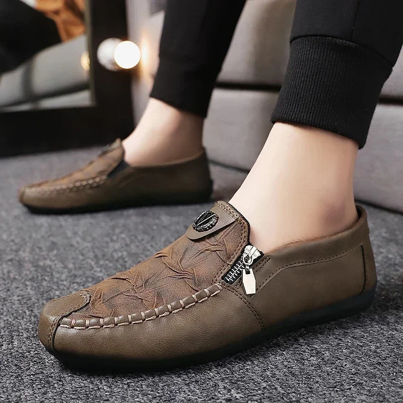Fashion Leather Men Casual Outdoor Breathable Walking Lightweight Mens Loafers Lazy Driving Shoes Sneakers