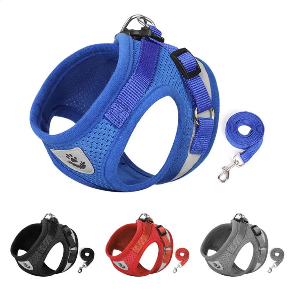 Adjustable Breathable Pet Dog Cat Harness and Leash Escape Proof Cat Vest Harness Puppy Dog Kitten Leads Reflective Cat Collar 241227