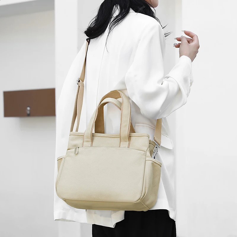 High Capacity Top-Handle Bag For women Shoulder CrossBody Bag Vintage Canvas Ladies Tote Messenger Bag Female Travel Handbag 241228