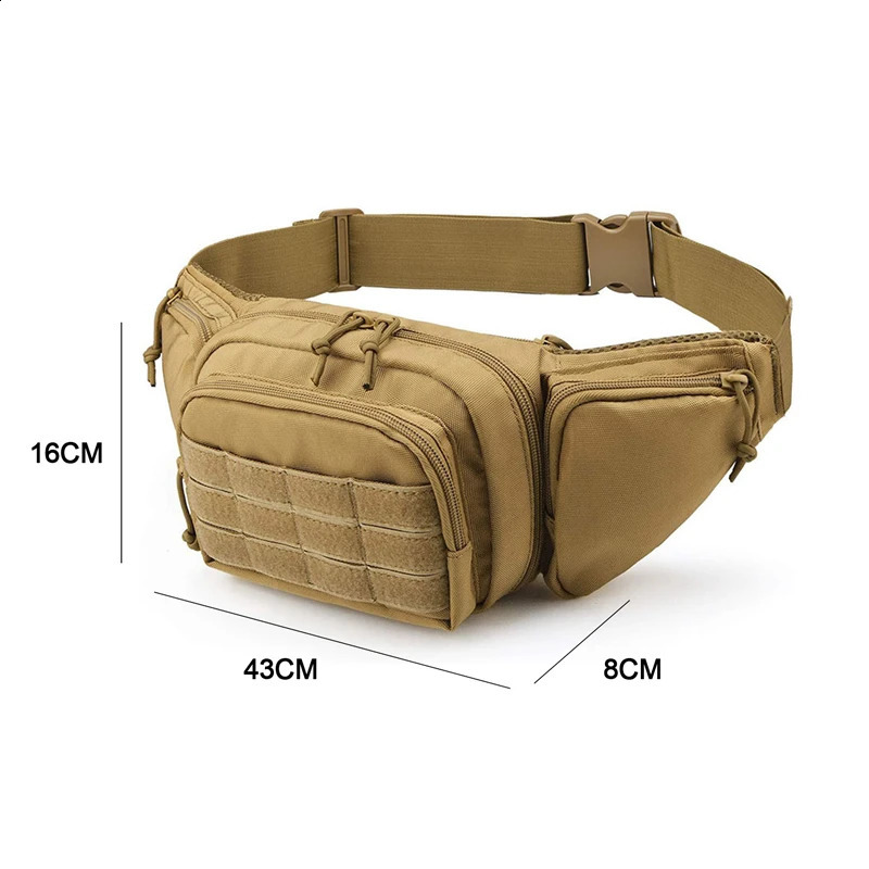 Man Tactical Waist Bag Gun Holster Fanny Pack Sling Shoulder Bags Outdoor Belt Bag Chest Assult Pack Sports Climb Cycling Bag 241228