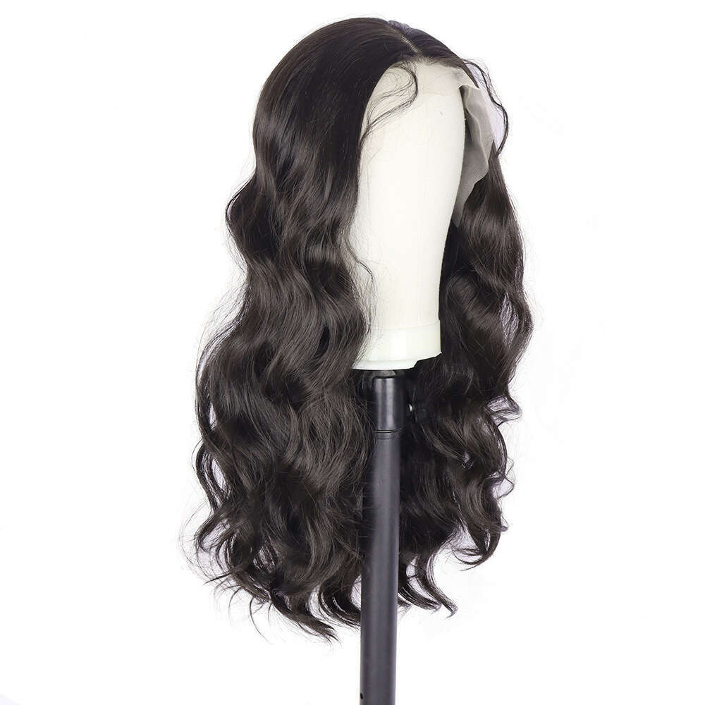 Black 13 * 4 Front Wig, Women's Long Curly Hair Synthetic Headband, Body Wave Lace Wig Kq2 Kq2