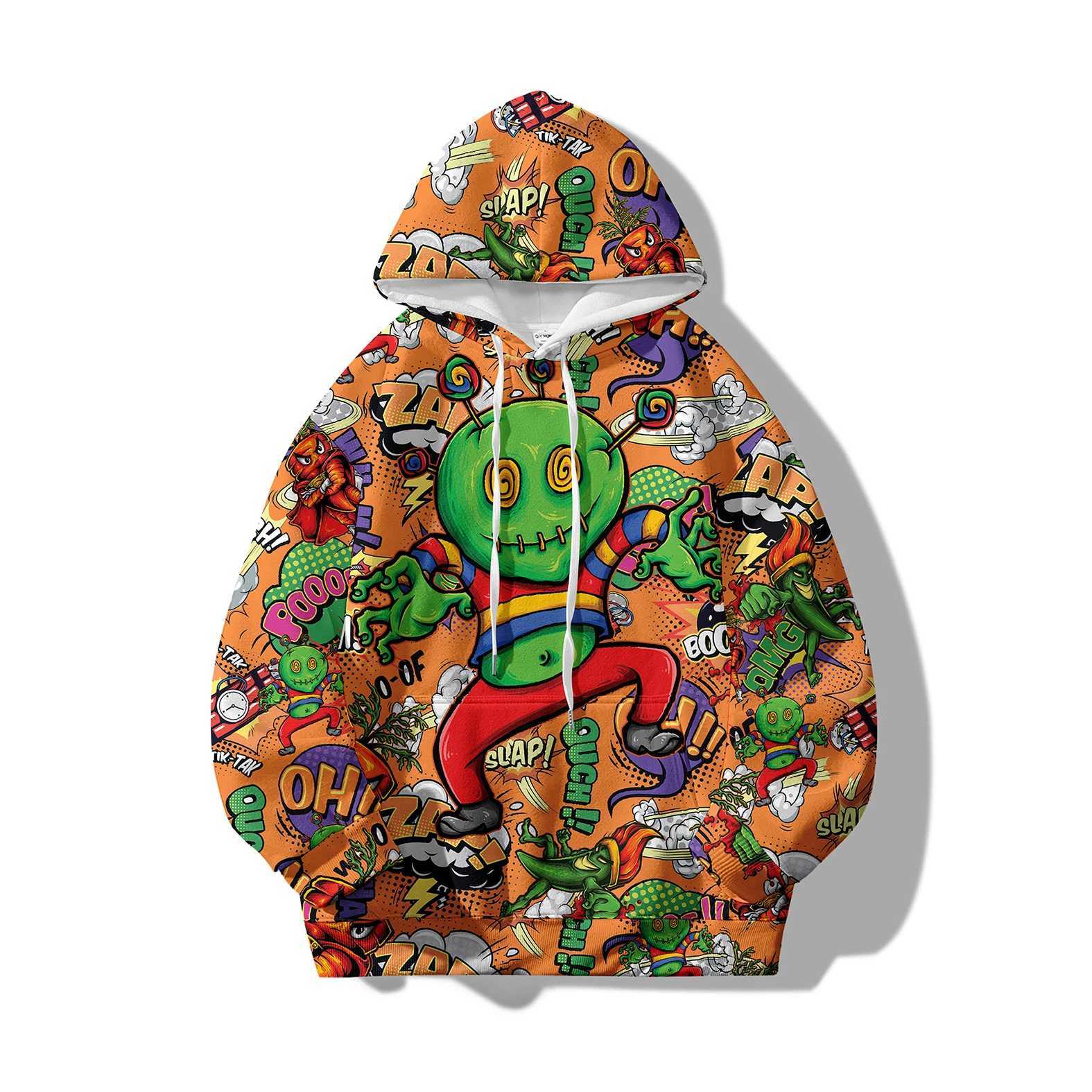 The new spring hoodie is fashionable and versatile featuring 3D digital printed cartoon patterns suitable for both young and old people X241228