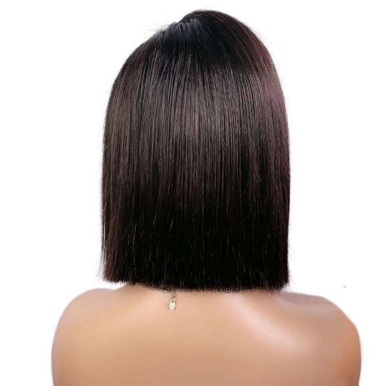 Full Real 13X4 Front Lace Wig Set BOBO Bob Black Short Straight Hair New C-Shaped Partial Distribution Seam Kq2 Kq2