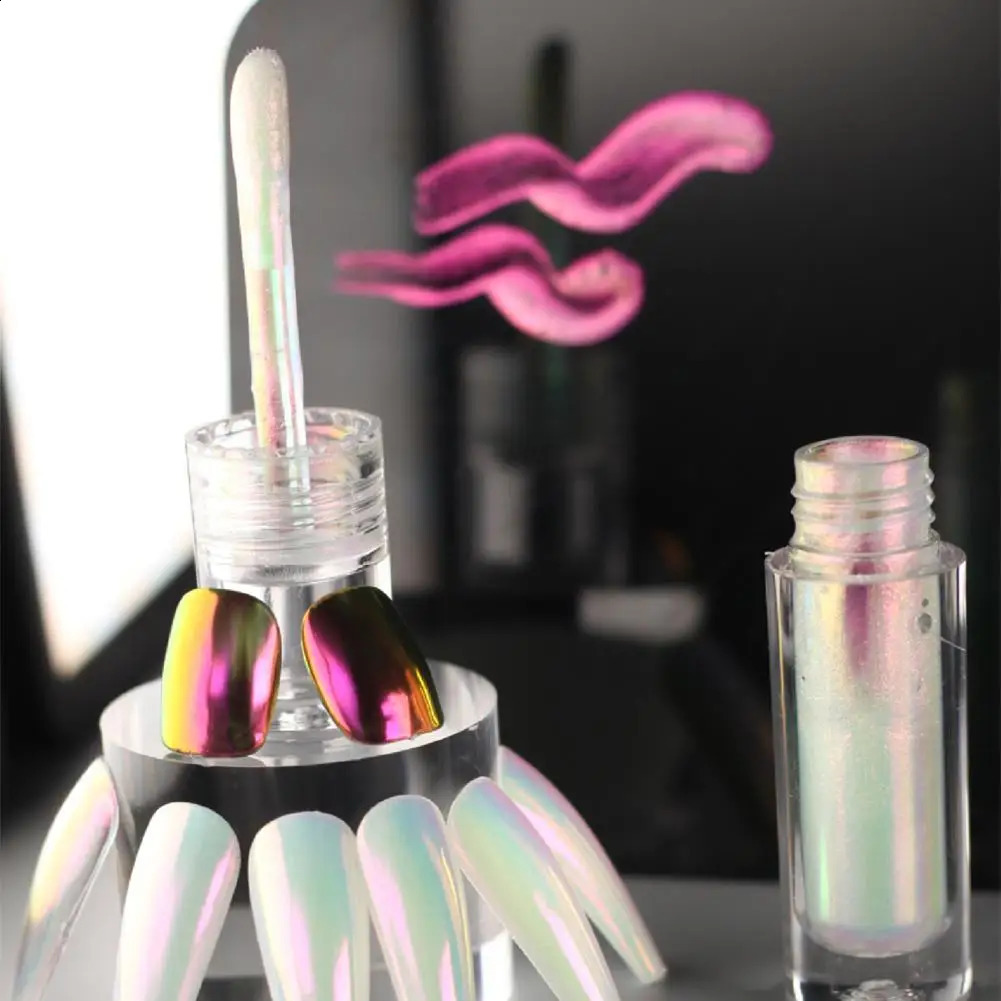 6PCS SET Liquid Chrome For Nails Liquid Rubbing Pigment Effect Aurora Powder Nails Chrome Mirror Liquid Decoration Nail Gel 250103