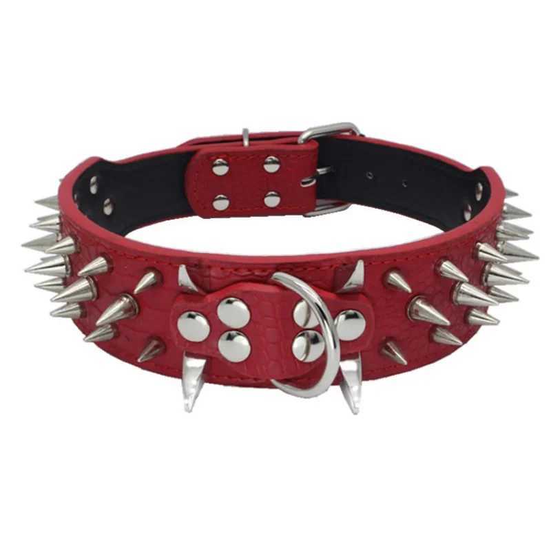 Anti bite dog collar 2-inch wide rivet leather dog collar Bulldog high-quality large dog collar German Shepherd Mastiff Rowena Bu M241228