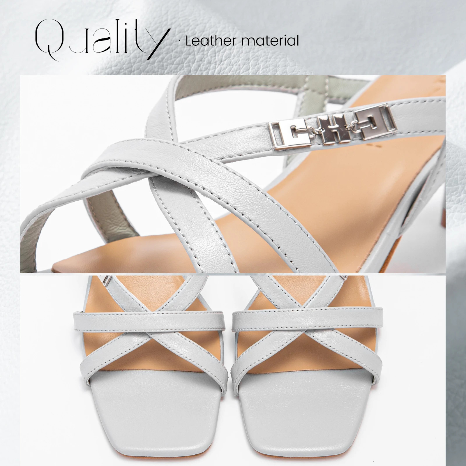 Womens Shoes High Heels Comfortable Sheepskin Leather Low Heel Sandals Wedding Banquet 241228