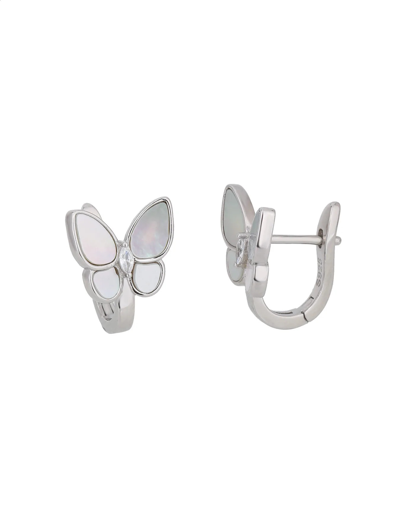 Japan and South Korea S925 Pure Silver White Butterfly Dropper Earrings Fashion Versatile and Elegant Earrings 241226
