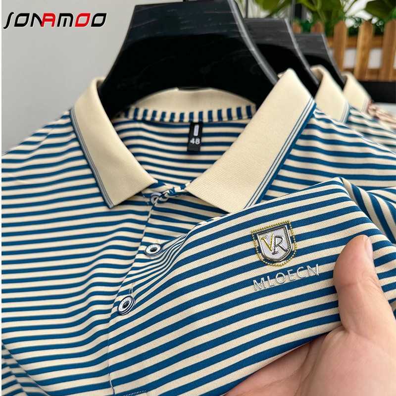 2024 mens new striped cotton business casual short sleeved shirt shirt fashionable comfortable and breathable top X241228