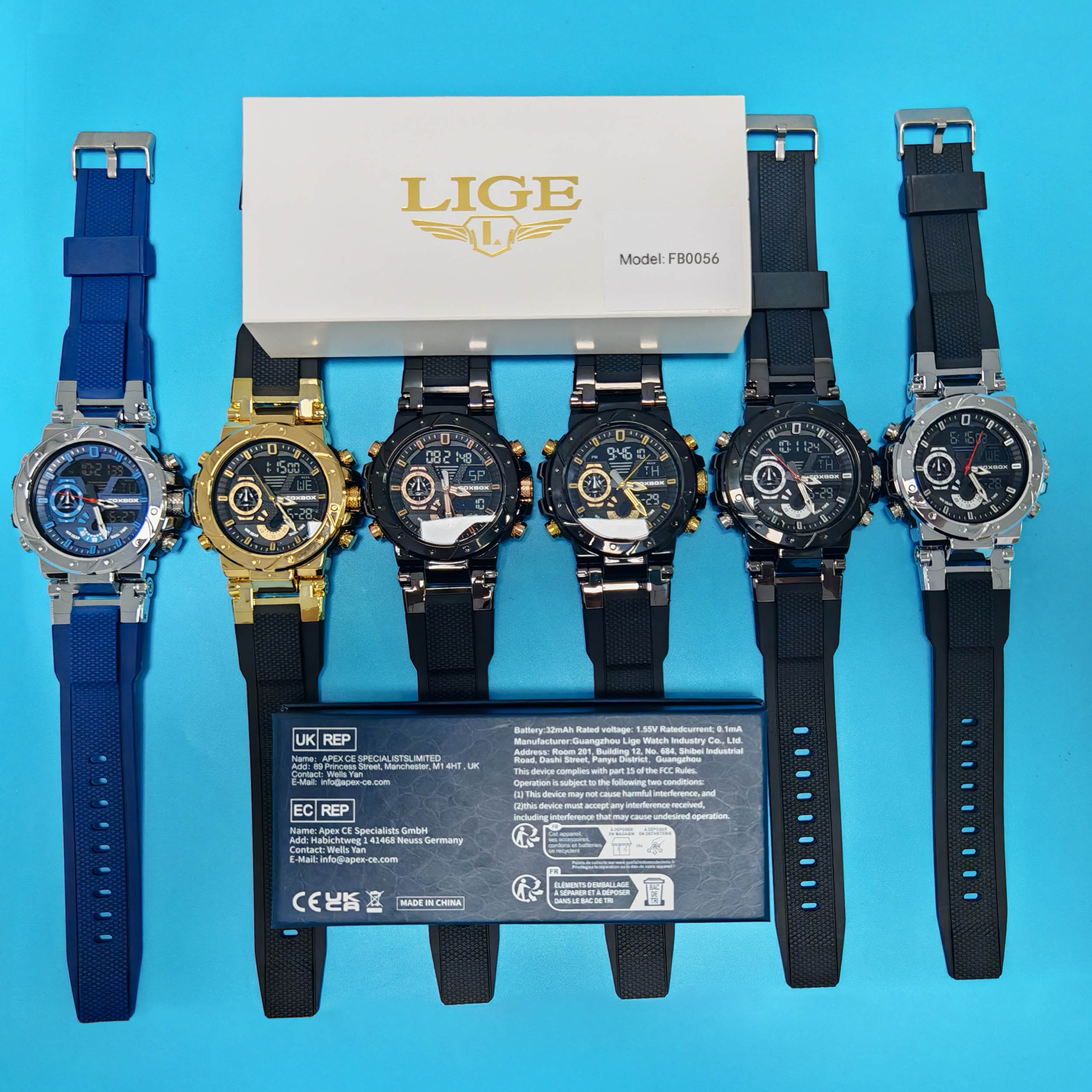LIGE Dual Display New Men's Waterproof Multi functional Watch Outdoor Sports Alarm Clock Night Light Electronic Watch Watch for teenagers