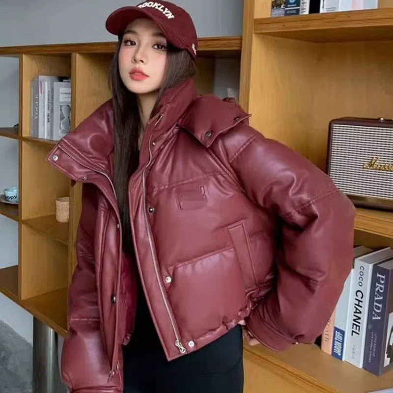 Winter New Solid Color Hooded Long Sleeve Fashion Parkas Women High Street Casual Loose Zipper Button Pocket All-Match Outwear