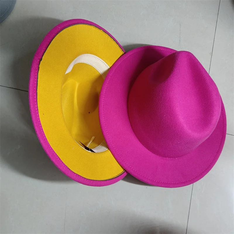 Sombreros Fedora Hat Dual Color Classic Jazz Hat Wholesale Soft Fedora Hat Classic Mens and Womens Blue Jazz sombreros 241227