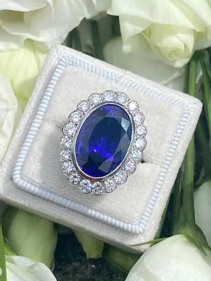 Choucong Brand Wedding Rings Luxury Jewelry 925 Sterling Silver Oval Cut Large Blue Sapphire CZ Diamond Gemstones Party Eternity Women Engagement Prin