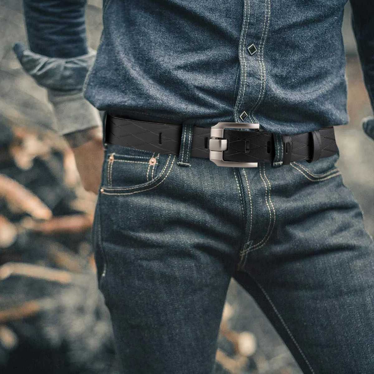 Belt mens buckle belt genuine leather pure cotton simple young casual jeans mens pants belt trendy for young people W241228