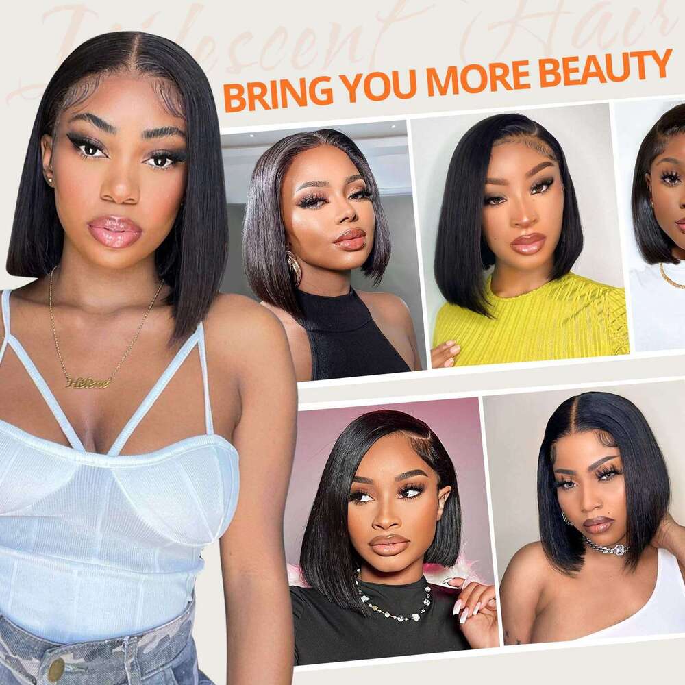 Non Adhesive 13X4/4X4 Front Lace Straight Strip Real Hair Wig Wear And Go Bob Wigs Kq2 Kq2
