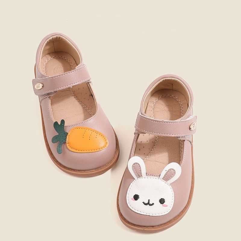 Autumn Genuine Leather Rabbit Carrot Baby Girls Flat Shoes High Qu Arch Insole Little Kids Mary Jane Shoes W241228
