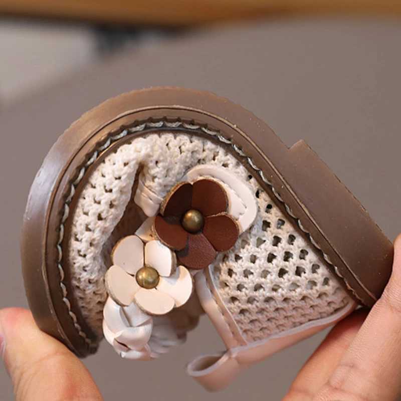 Children Net Surface Breathable Soft Sandals Kids Casual Shoes Girls Fashion Flower Princess Flats Non-slip Baby First Walkers W241228