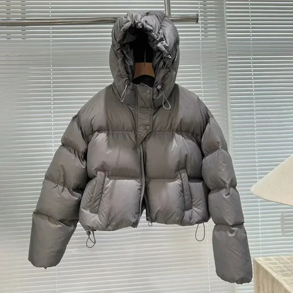 2024 Fashion White Duck Down Jacket Hooded Women Autumn Winter Warm Over Size Casual Short Thick Outwear Female Coat 241227