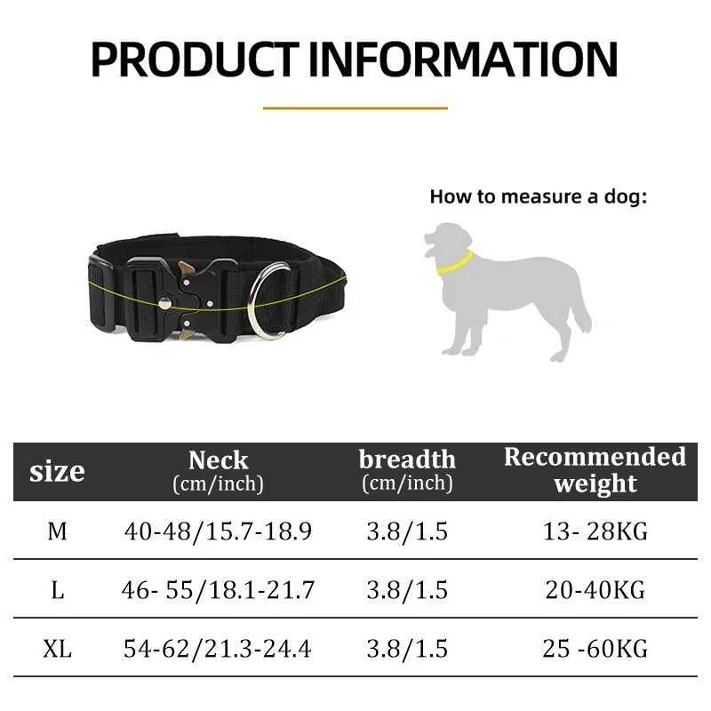 Duarable Heavy Duty Dog Collar With Control Handle Adjustable Nylon Dog Collars For German Shepard Medium Large Walking Training M241228