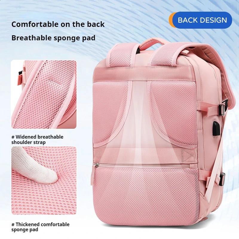 Classic Waterproof Large Capacity Women Backpack USB Charging Laptop Fashion Dry Wet Separation Travel Men Bag 241223