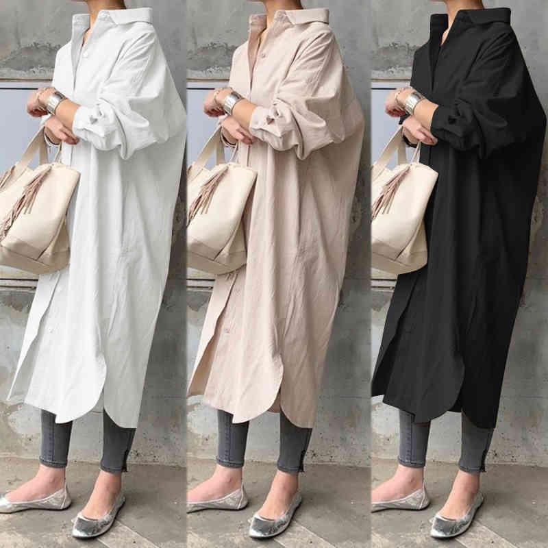 (76) New Style Solid Color Elegant Lapel Cardigan Mid-length Dress