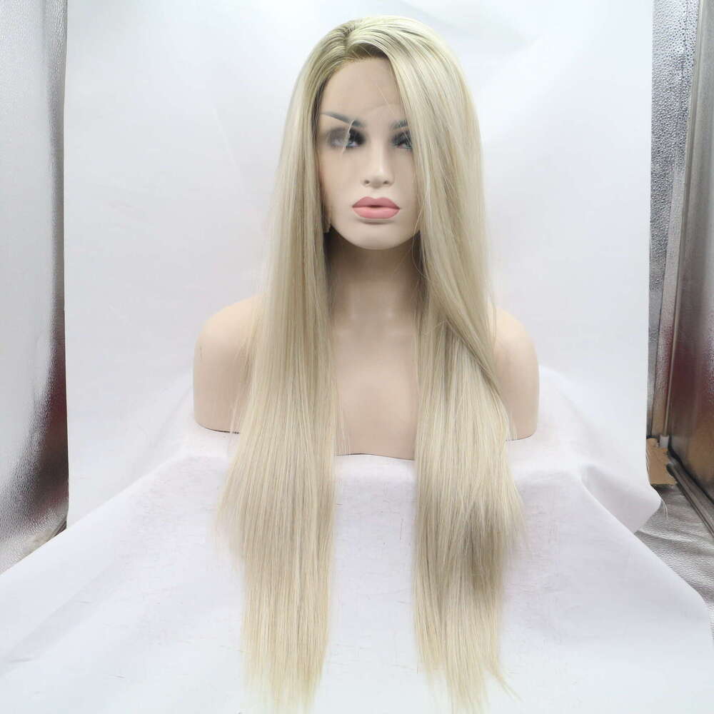 Synthetic Front Lace Wig With Gradient Long Straight Hair Kq2 Kq2