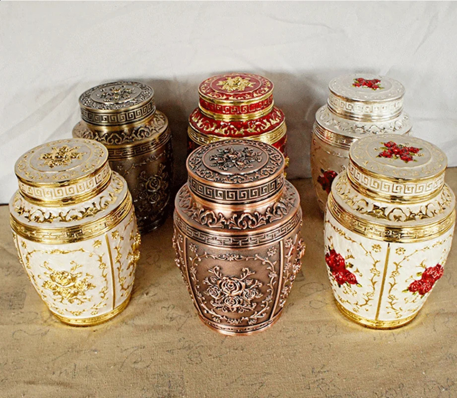 Rose Flower Pet Memorial Keepsake Urns Metal Pets Urns Puppy Funeral Box Memorials Funerary Human Ashes Urns Casket 241225