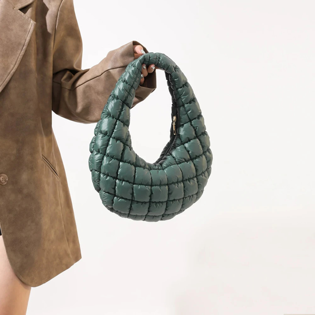 Women Padded Hobo Bag Versatile Top Handle Bag Lightweight Soft Satchel Bag Quilted Tote Handbag Fall Winter Purse 241228
