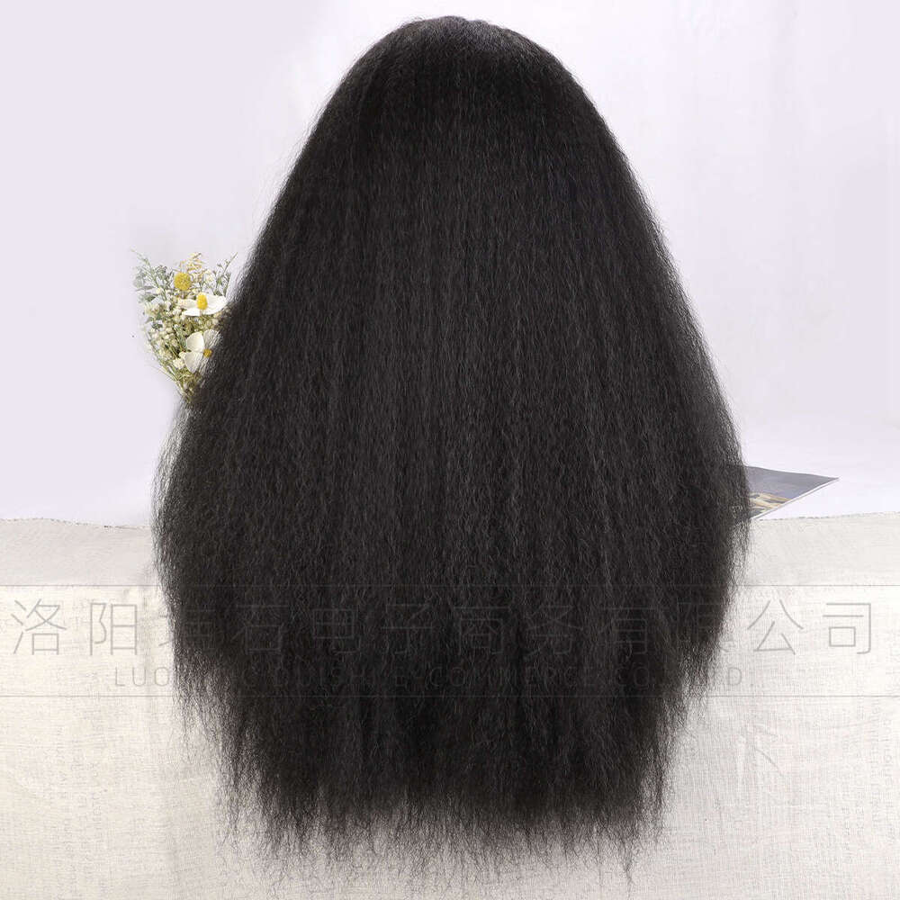 Women's Front Lace Yaki Wig Medium Split Straight Hair 13 4 * 1 Synthetic Headset T Part Lace Kq2 Kq2