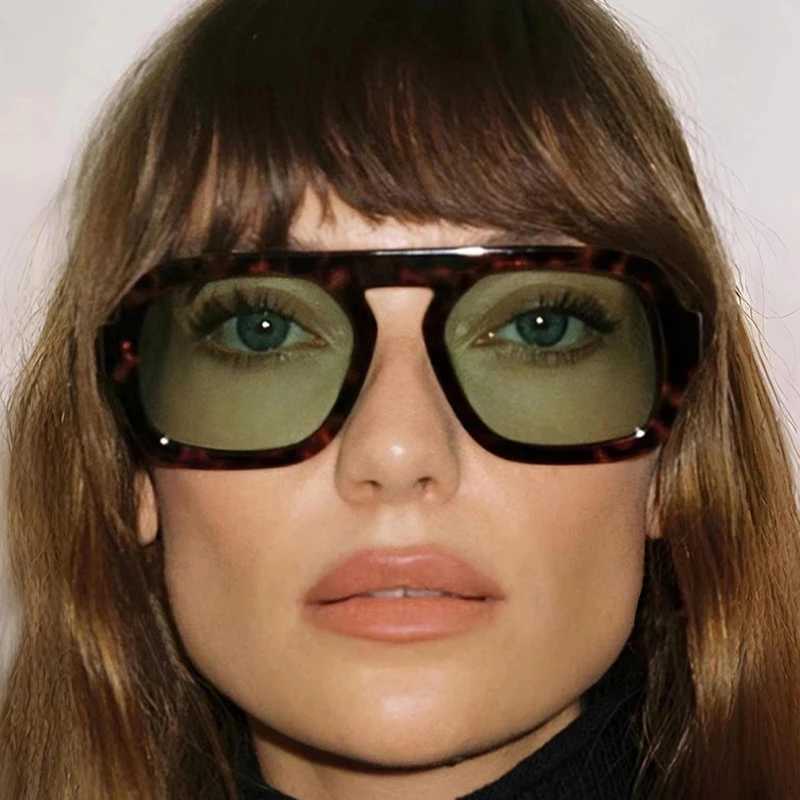 SO EI Retro Square Sunglasses Women Fashion Gradient Shades UV400 Men Punk Blue Green Sun GlassesXJ241228