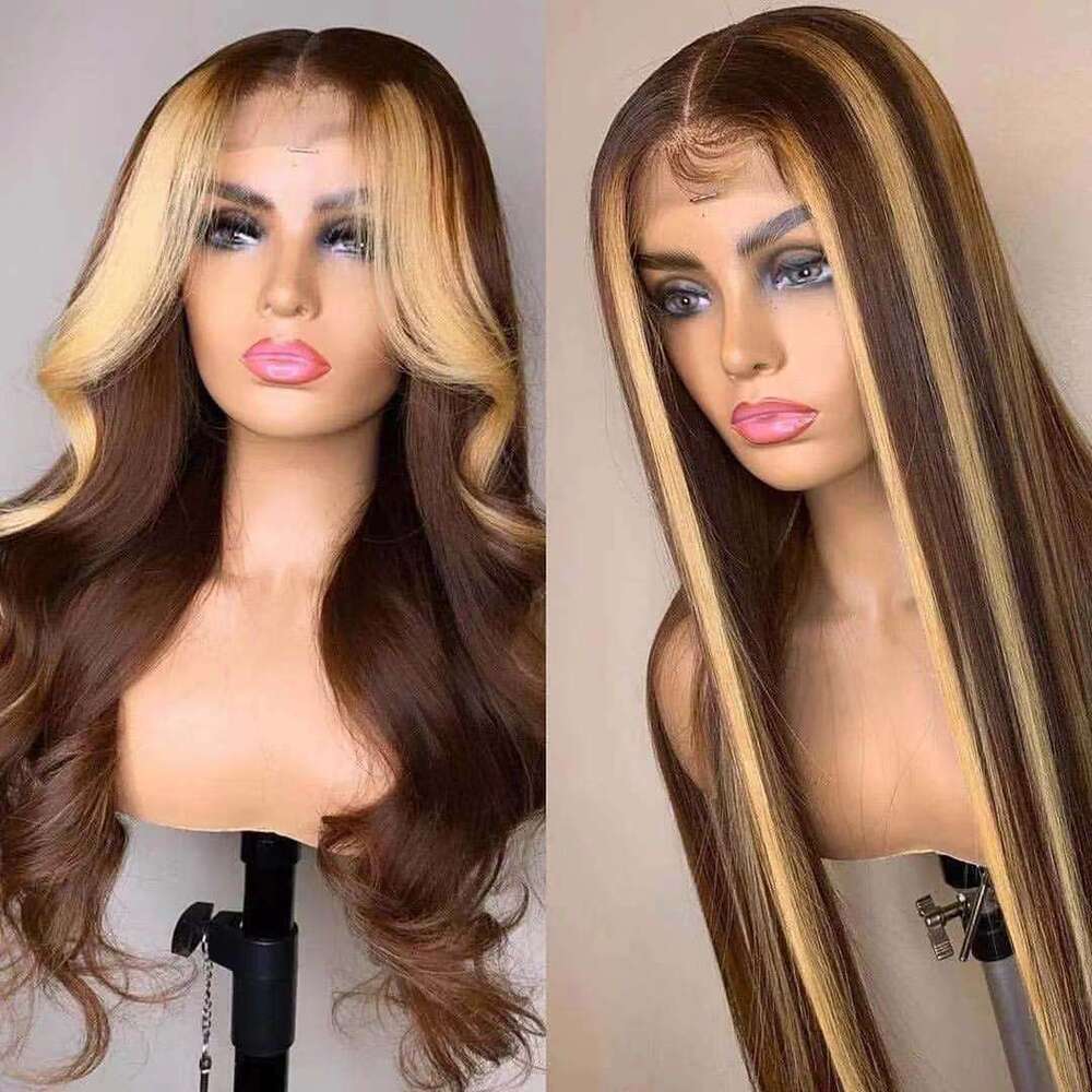 Wig, Women's Front Lace Synthetic Headband, Brown Mixed Color, Medium Length Curly Hair Kq2 Kq2