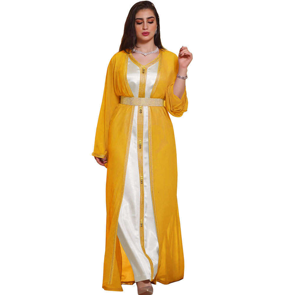 Cross Border Middle Eastern Commuting Ethnic Style European And American Hot Products Colorful Chiffon Dress Foreign Trade Muslim Women's Wear