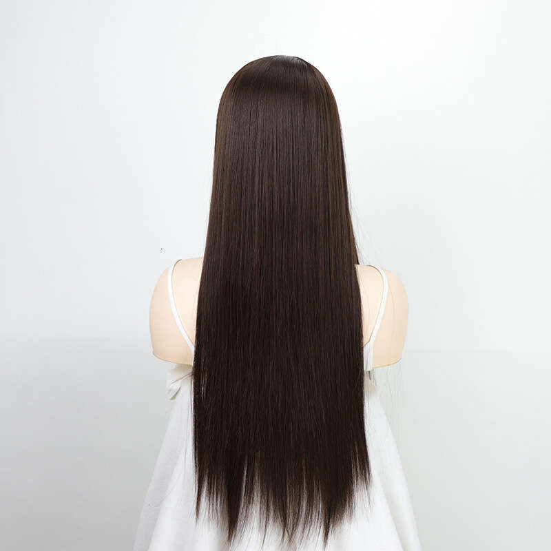 Wig 13 * 4 Dark Brown Long Straight Hair Women's Front Lace Wig Headband Xu Chang Kq2 Kq2