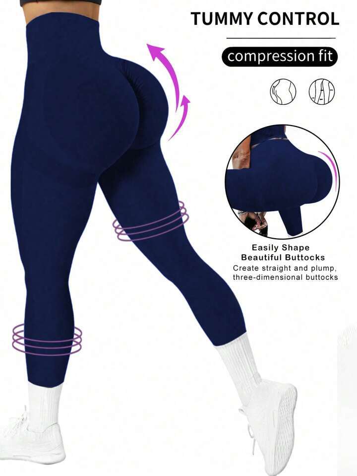 Yoga clothes solid color peach buttocks seamless tight fitting soft exercise training elastic fitness clothes yoga pants high waisted wearing spandex 