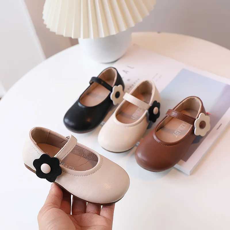 New 2024 Autumn Winter Princess Shoes Grils PU Leather Shoes Kids Fashion Flower Perform Casual Shoes Children Flats Size 21-30 W241228