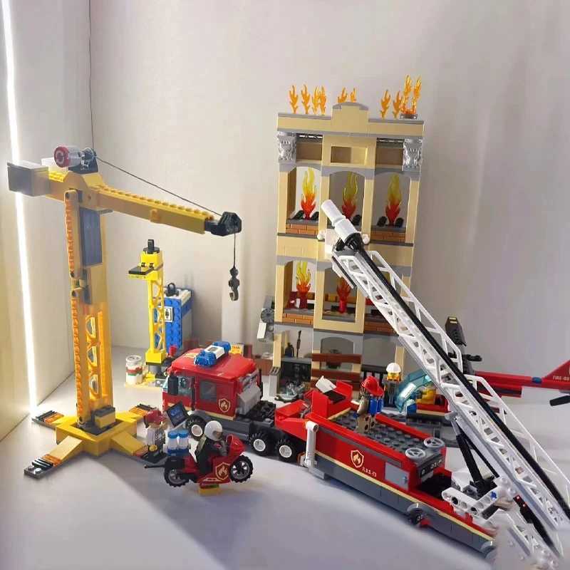 Free shipping 943pcs models city series 60216 Downtown Fire Brigade Building Blocks Bricks birthday gift christmas Toys Decorative ornaments