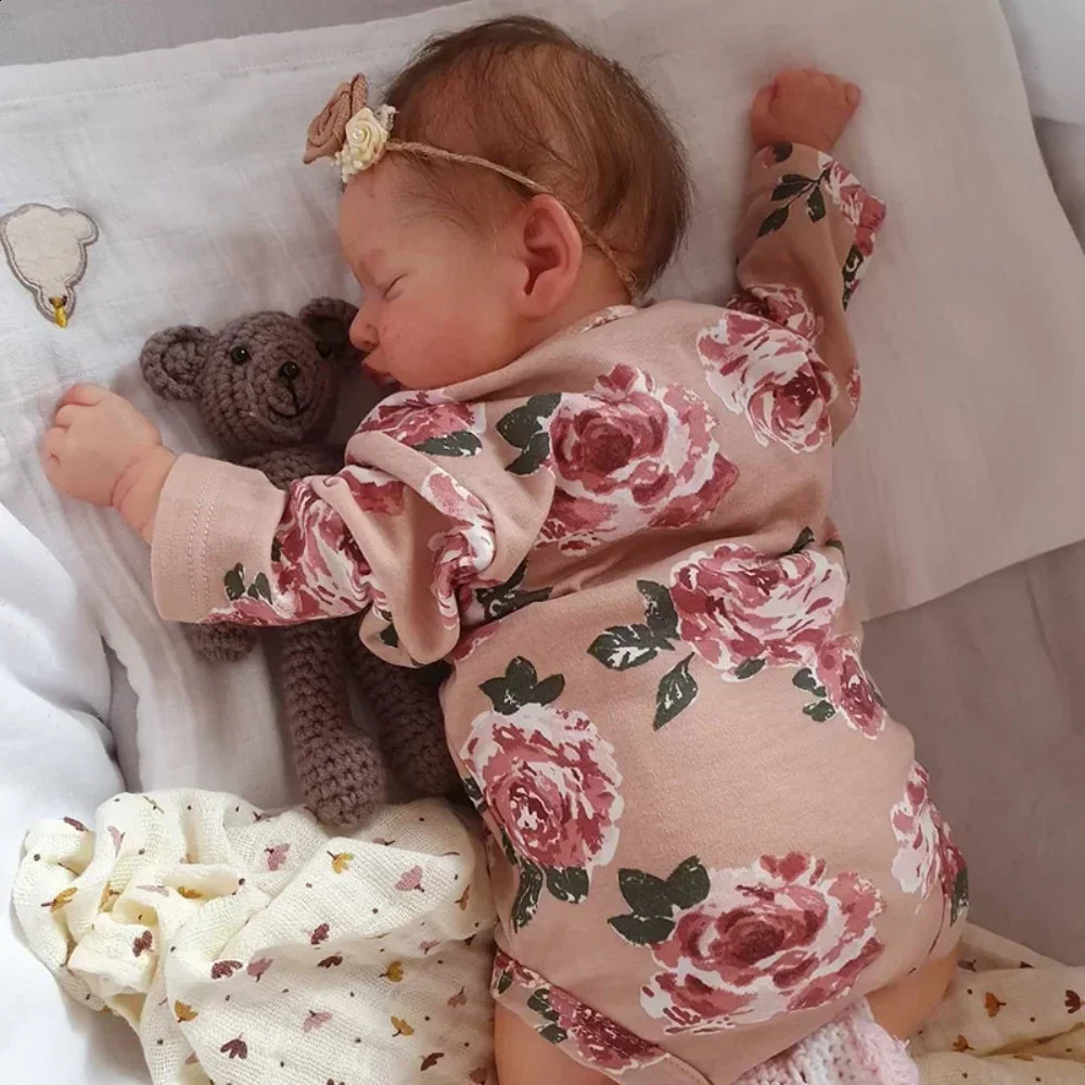 49CM Full Body Vinyl Silicone Reborn Rosalie born Dolls Sleeping Baby Handmade Painted Lifelike 3D Skin with Visible Veins 241227
