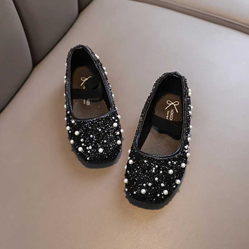 Girls Princess Glitter Luxury Shoes For Shallow Children Ballet Flats 21-36 Elastic Band Four Colors Beautiful Kids Shoes W241228