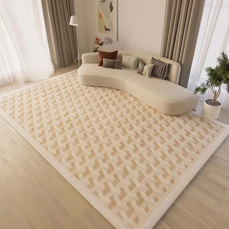 5050-58.9-Simple Rectangular Solid Color Silk Carpet Bedroom Bed Living Room Sofa Blanket