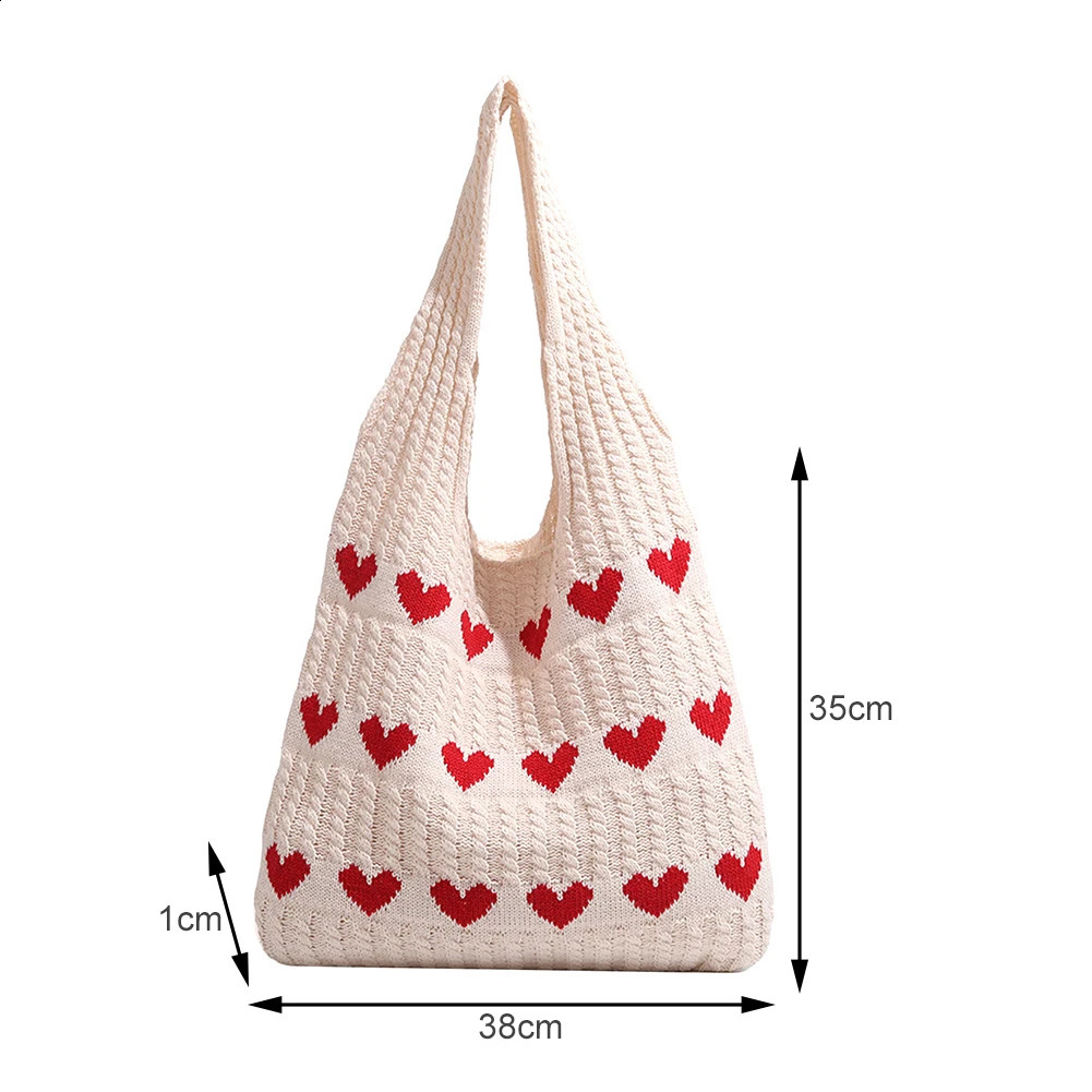 Casual Knitted Handbags Female Large Capacity Womens Shoulder Bag Autumn Winter Purses Shopping Packet 241225