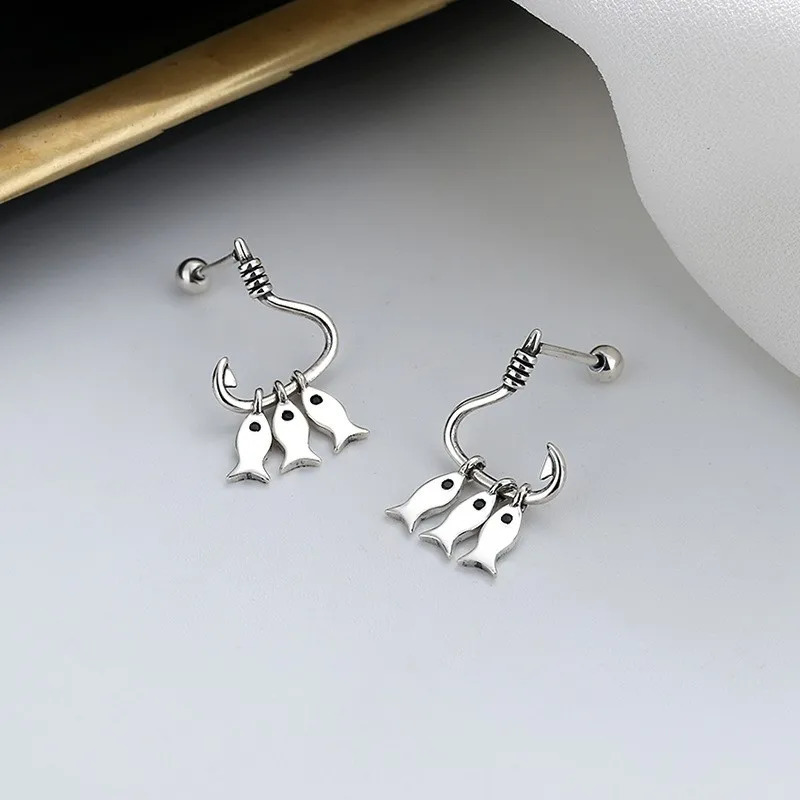 046FR ZFSILVER S925 Silver Korean Fashion Trendy Lovely Creatived Smart Fish Earring Charms Jewelry Girls Women Match-all 241226