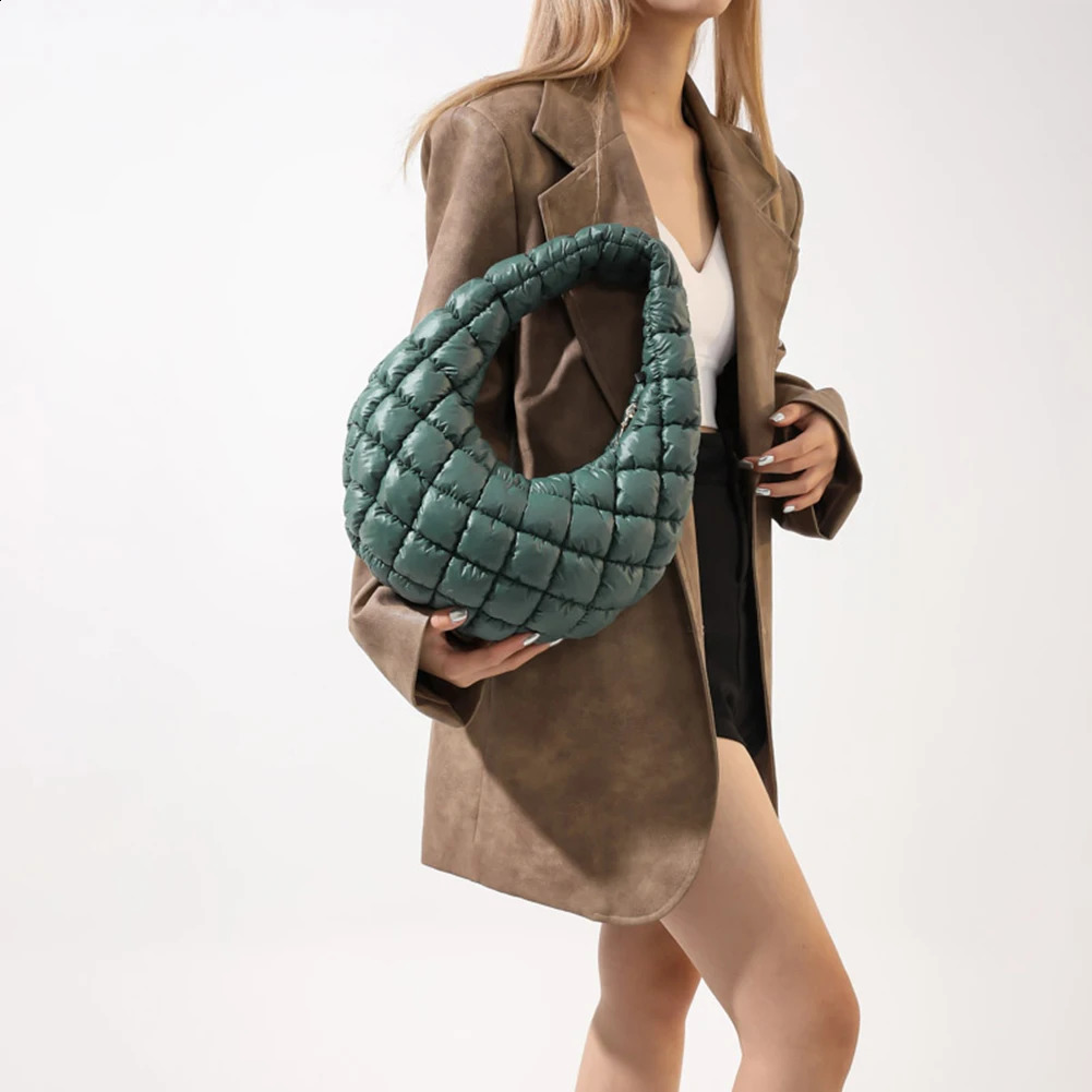 Women Padded Hobo Bag Versatile Top Handle Bag Lightweight Soft Satchel Bag Quilted Tote Handbag Fall Winter Purse 241228