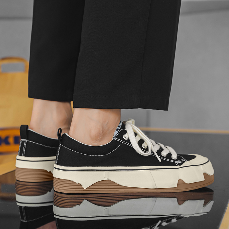Men Casual New Fashion Thick Sole Simple Versatile Leisure Style Lace-Up Trendy Comfort Designer Shoes Triple Black Beige fashion