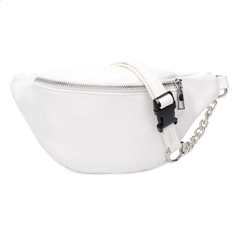 Fashion Leather Waist Fanny Pack Chest Bag Phone Purse with Metal Chain for Wome 241227