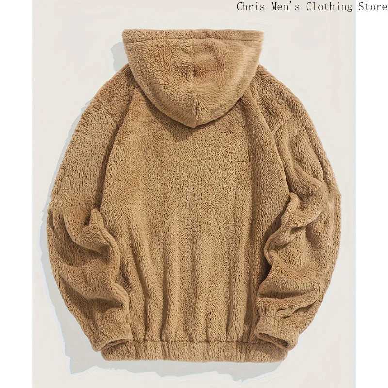 New Personality Fashion Bear Mens Hoodie Autumn and Winter Thickened Warm Plush Soft Hoodie Home Comfort Sports Hoodie X241228